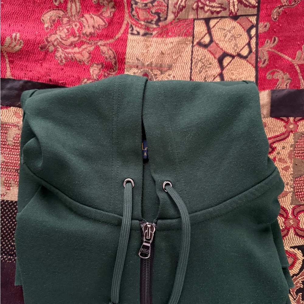 Polo Ralph Lauren Double-Knit Dark Forest Green Zip Up Hoodie - Picture 7 of 7